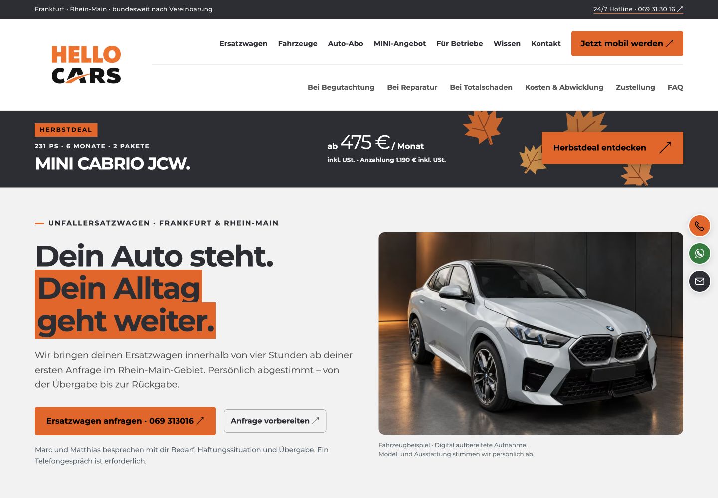 Websitevorschau HelloCars